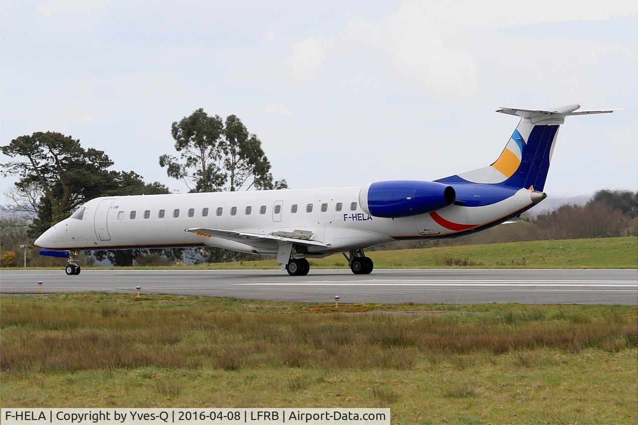F-HELA, 1999 Embraer EMB-145EU (ERJ-145EU) C/N 145167, Embraer ERJ-145EU, Taxiing to holding point rwy 25L, Brest-Bretagne airport (LFRB-BES)