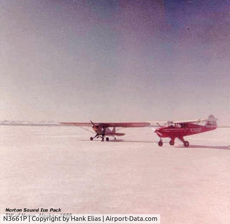 N3661P, 1955 Piper PA-22-150 C/N 22-3412, Norton Sound ice pack SE of Nome Alaska