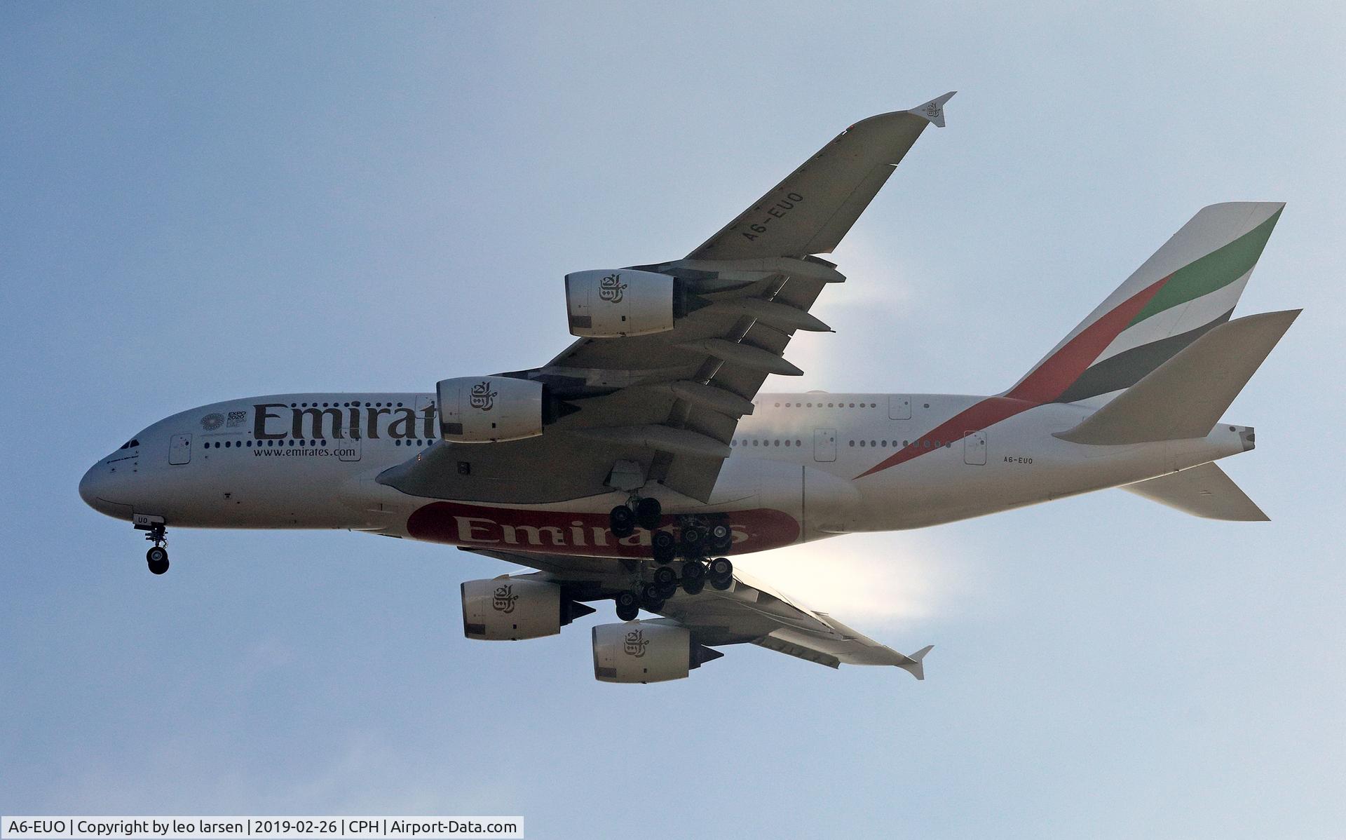 A6-EUO, 2016 Airbus A380-842 C/N 227, Copenhagen 26.2.2019