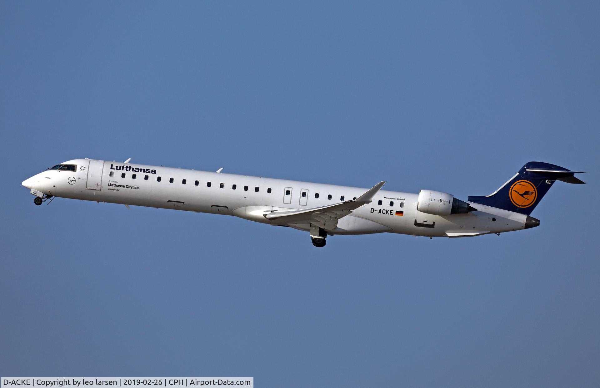 D-ACKE, 2006 Bombardier CRJ-900LR (CL-600-2D24) C/N 15081, Copenhagen 26.2.2019 T/O R-22R