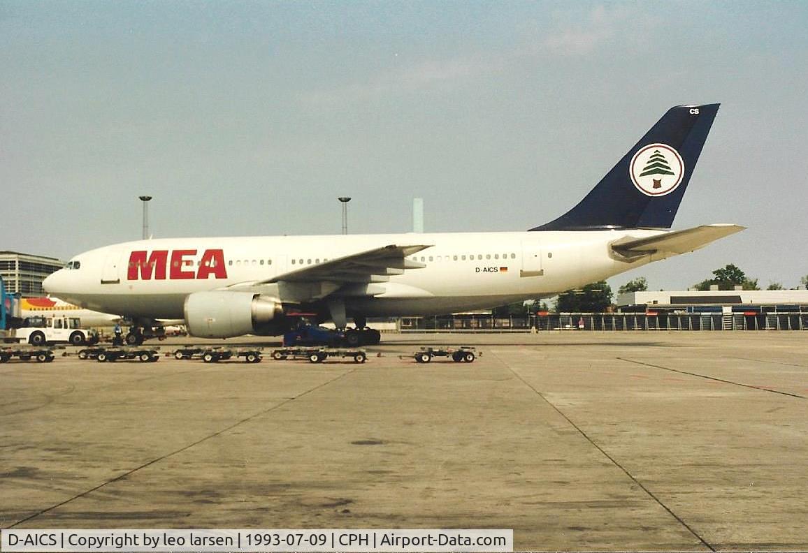 D-AICS, 1986 Airbus A310-203 C/N 400, Copenhagen 9.7.1993 duing lease to MEA