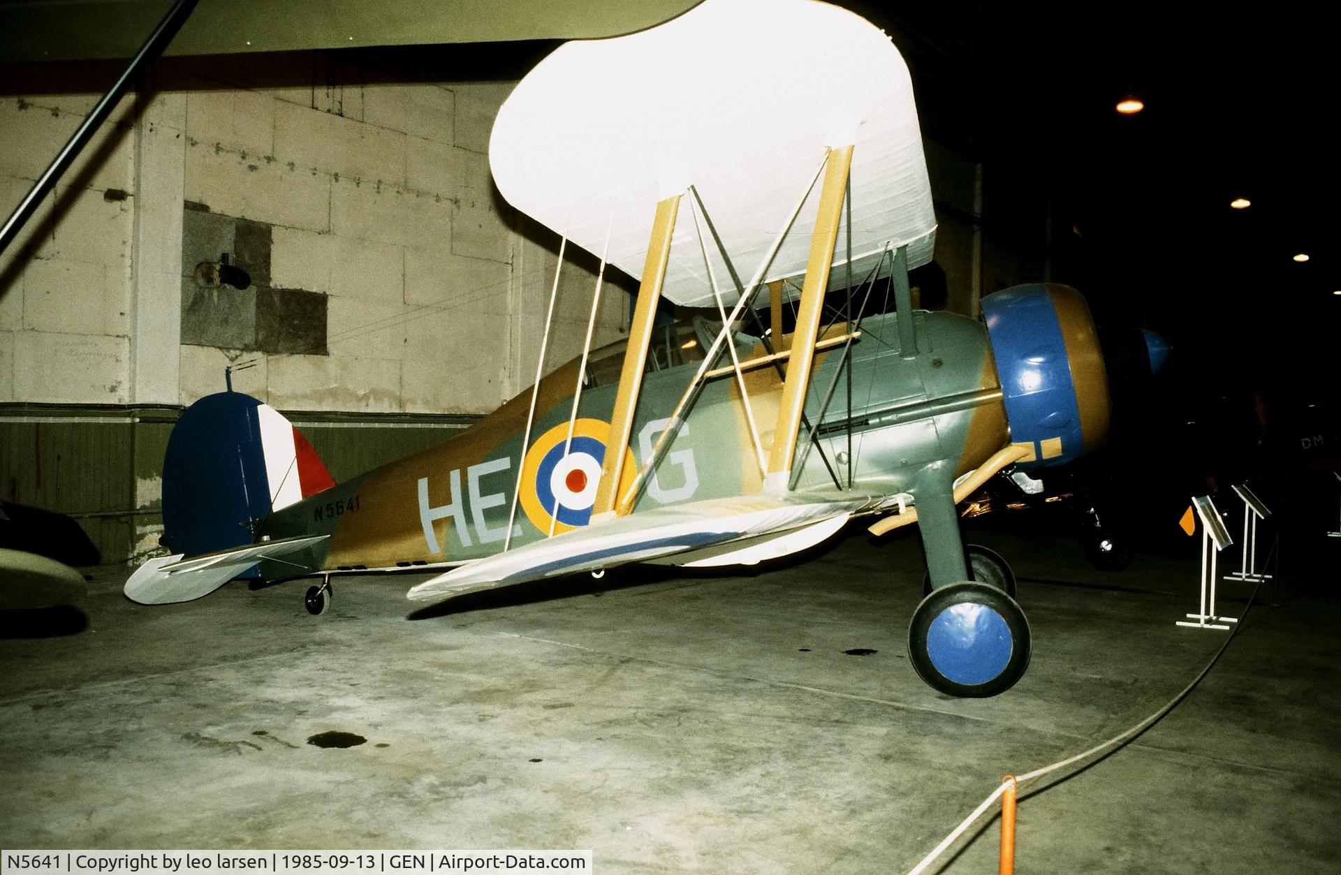 N5641, 1938 Gloster Gladiator Mk2 C/N Not found N5641, Oslo Gardermoen  Museum 13.9.1985