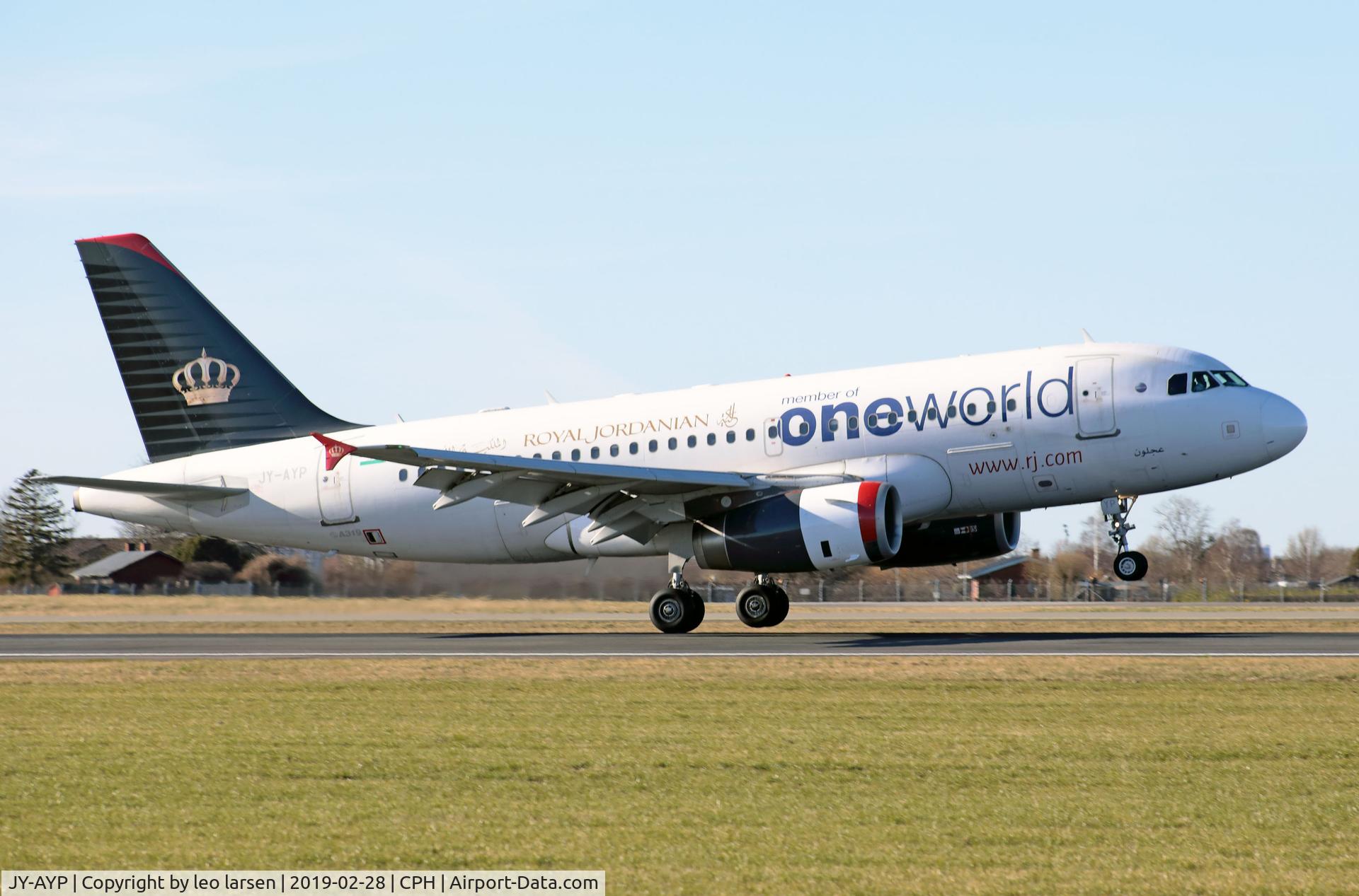 JY-AYP, 2009 Airbus A319-132 C/N 3832, Copenhagen 28.2.2019 L/D R-04L