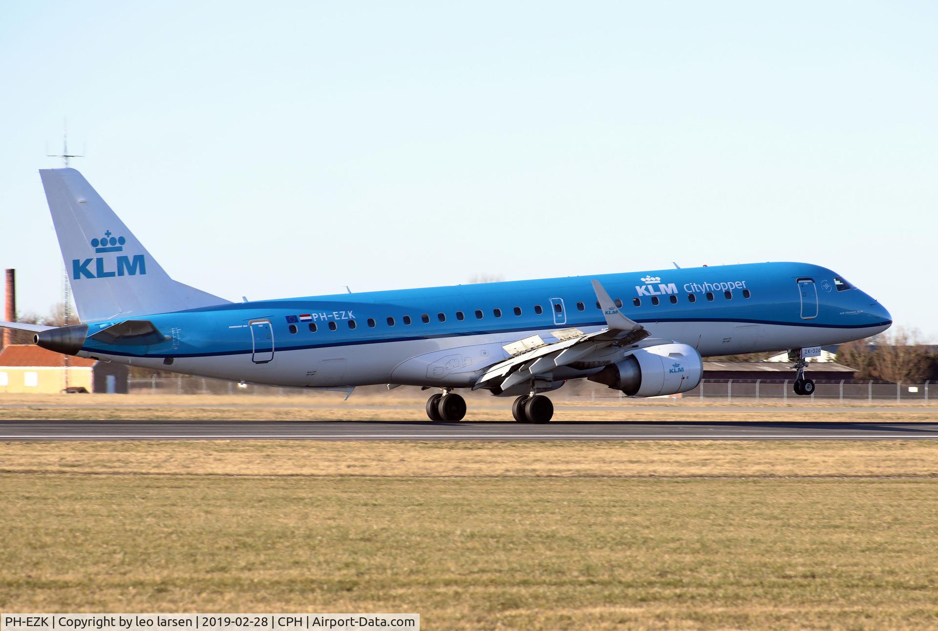 PH-EZK, 2009 Embraer 190LR (ERJ-190-100LR) C/N 19000326, Copenhagen 28.2.2019 L/D R-04L