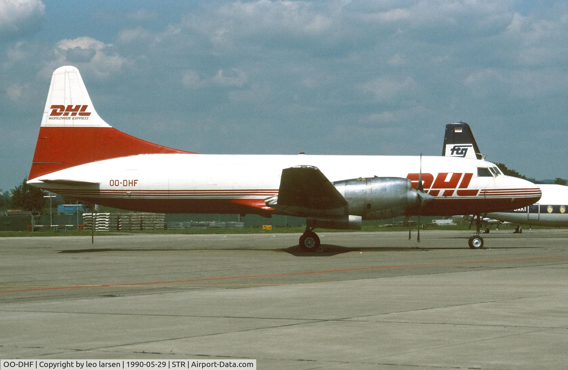 OO-DHF, 1954 Convair 580(F) C/N 147/012, Stuttgart 29.5.1990