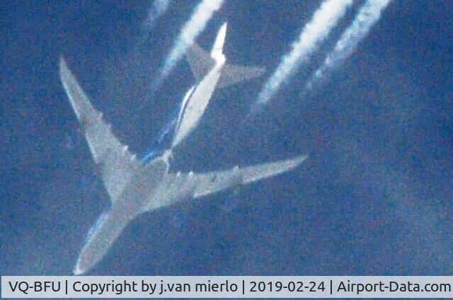 VQ-BFU, 2014 Boeing 747-83QF C/N 60117, Cruising over Ghent, Belgium flt 350 CDG-SVO