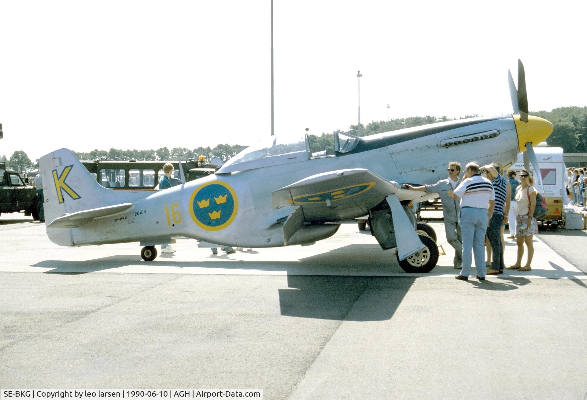 SE-BKG, 1944 North American P-51D Mustang C/N 122-31590 (44-63864), Ängelholm F.10 Air Base. Air Show 10.6.1990