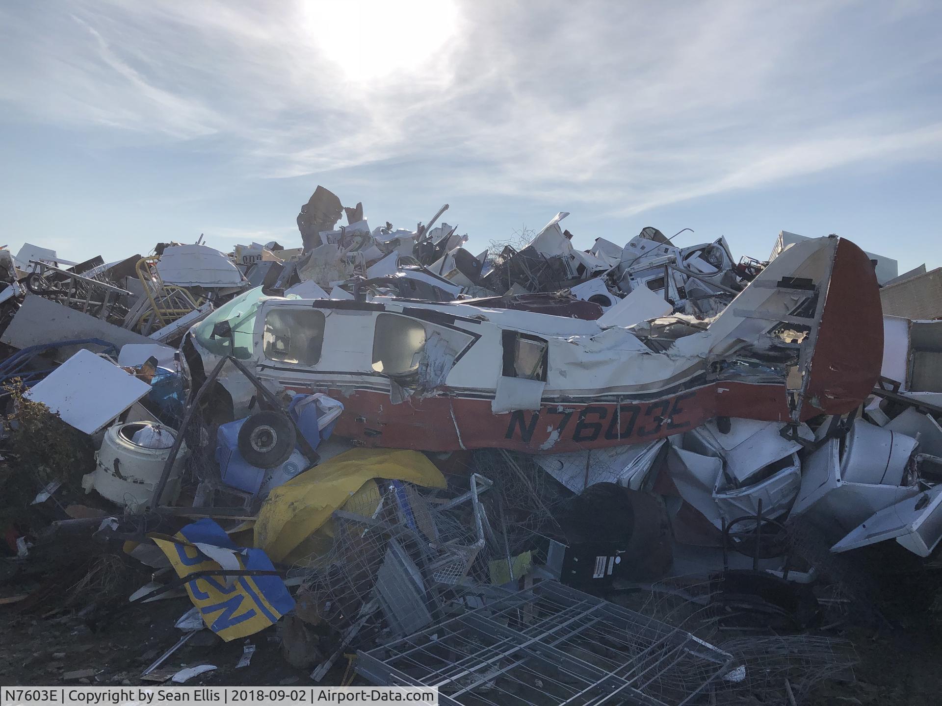 N7603E, 1959 Bellanca 14-19-2 Cruisair Senior C/N 4105, I saw this sad sight at the Soldotna dump September 2nd, 2018. I had just seen this aircraft at the Kenai Airport a few weeks earlier and thought what a great rebuild project. I don't know if the owner considered it beyond repair but it's gone now. Sad.