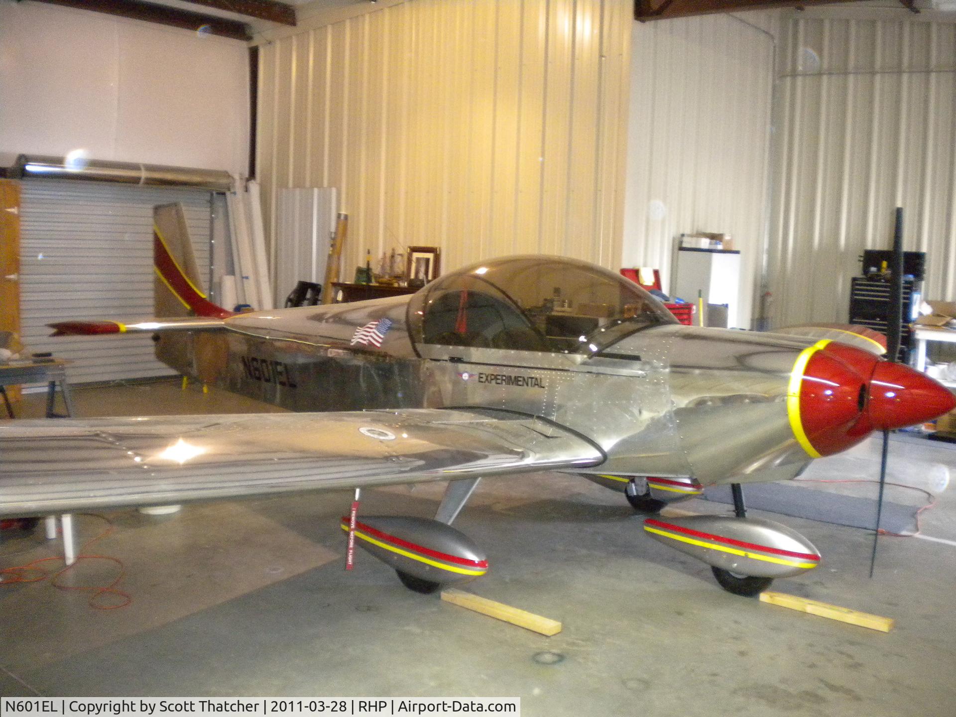 N601EL, 2007 Zenith CH-601 XL Zodiac C/N 6-5503, Just inside the hangar after performing a new Weight & Balance