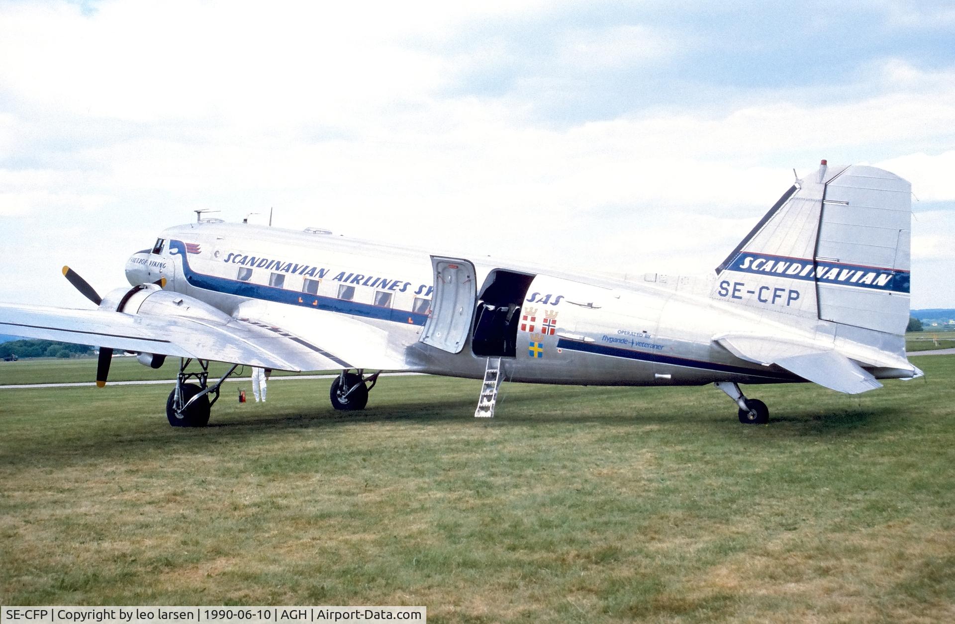 SE-CFP, 1943 Douglas DC-3C (C-47A-60-DL) C/N 13883, Ängelholm F.10 Air Show 10.6.1990