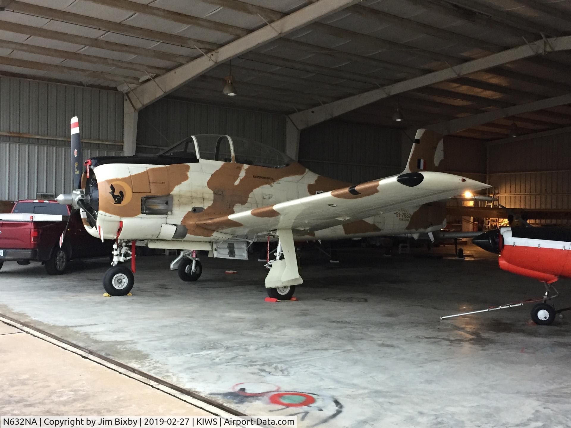 N632NA, 1953 North American T-28D Trojan C/N 174-485 (51-7632), Hangared at West Houston.