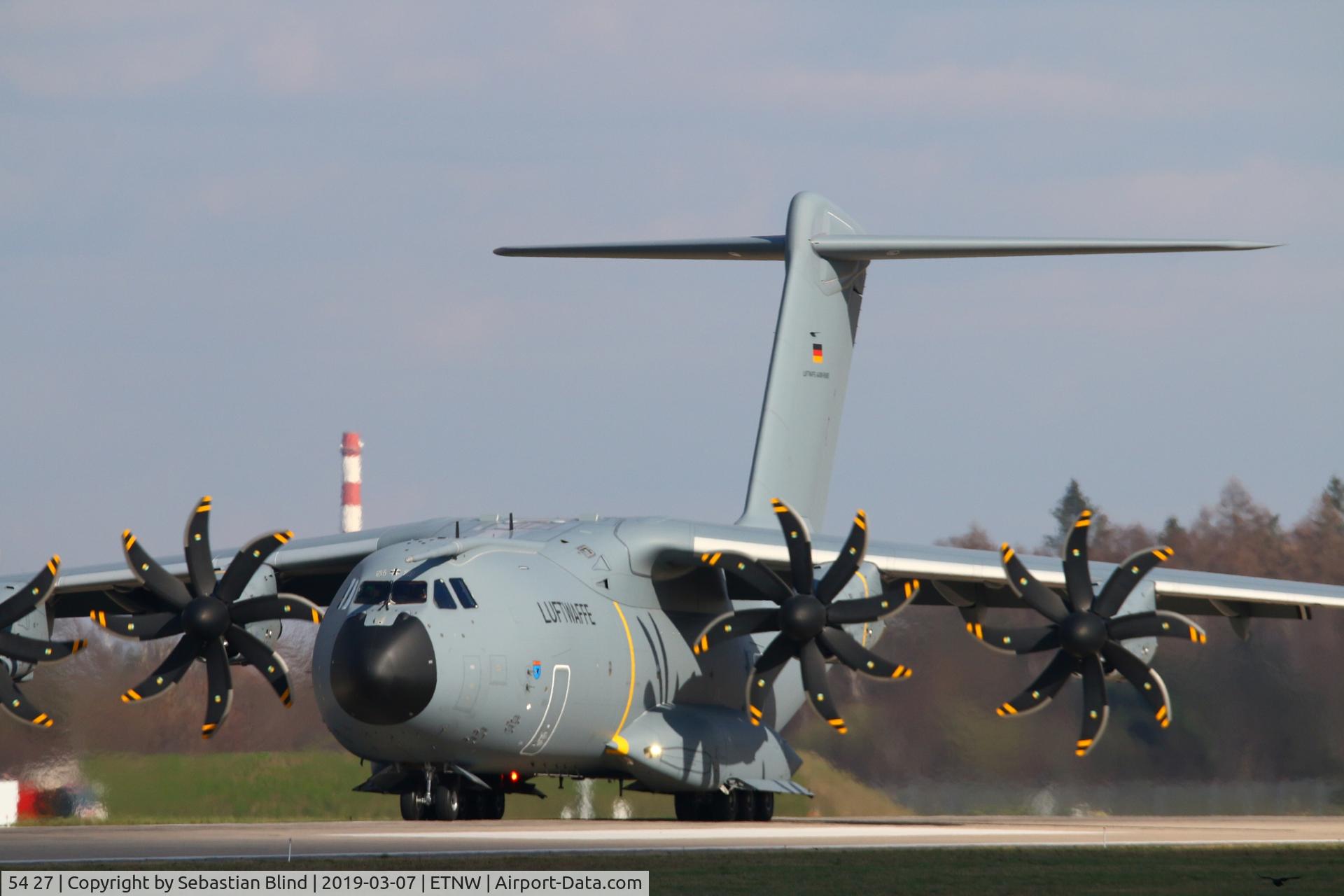 54 27, 2019 Airbus A400M C/N 087, First arrival of 54+27 @ Wunstorf Air Force Base after transfering from Sevilla