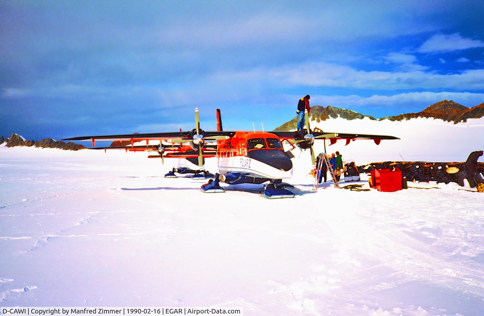 D-CAWI, 1983 Dornier 228-101 C/N 7014, February 1990, Fuelstop at Rothera, Adelaide Island, Antarctica
