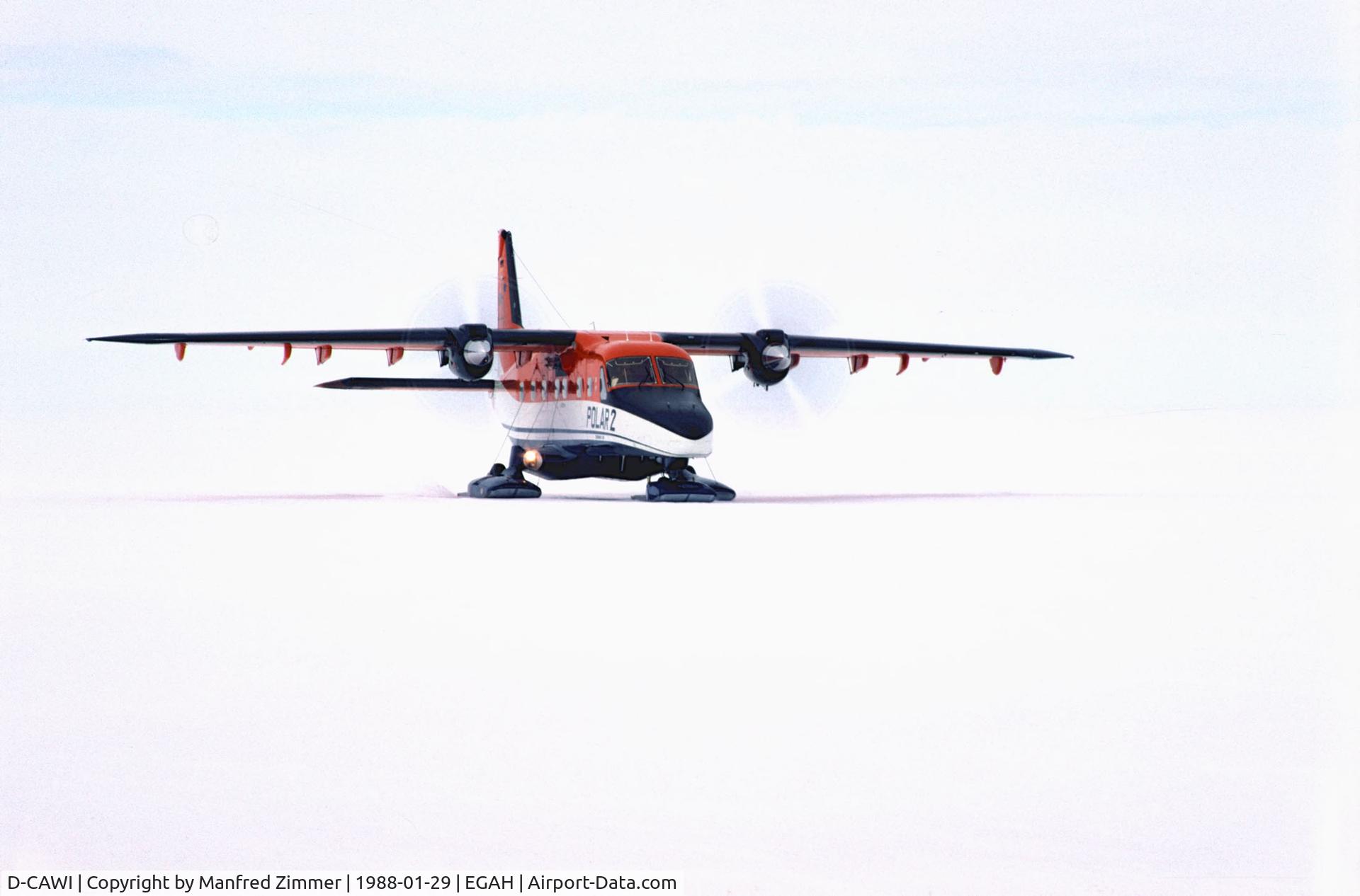 D-CAWI, 1983 Dornier 228-101 C/N 7014, POLAR 2 D-CAWI after landing during white-out conditions at Halley Station, Brunt Ice Shelf, Antarctica