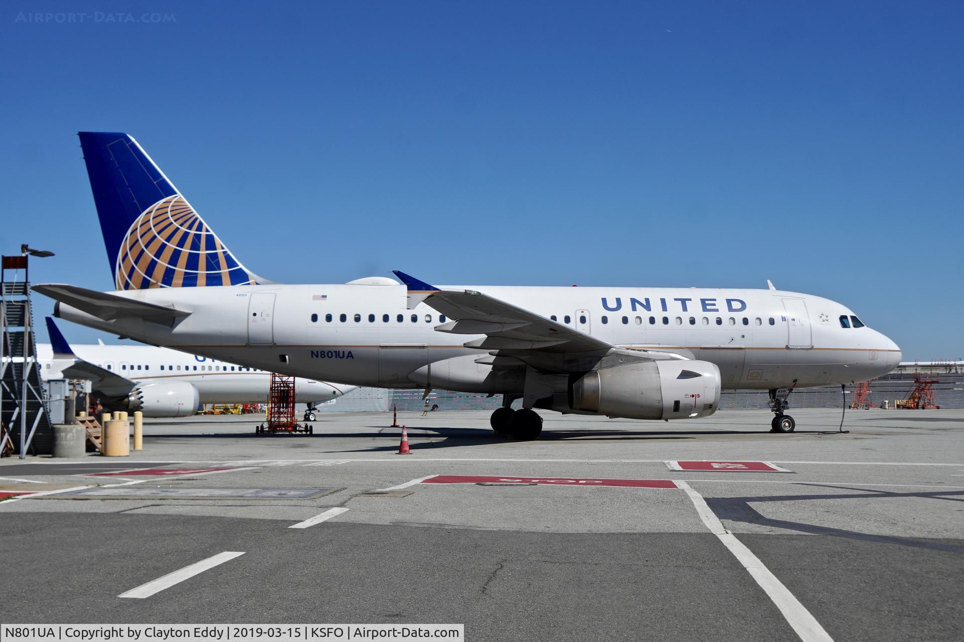 N801UA, 1997 Airbus A319-131 C/N 686, SFO 2019.