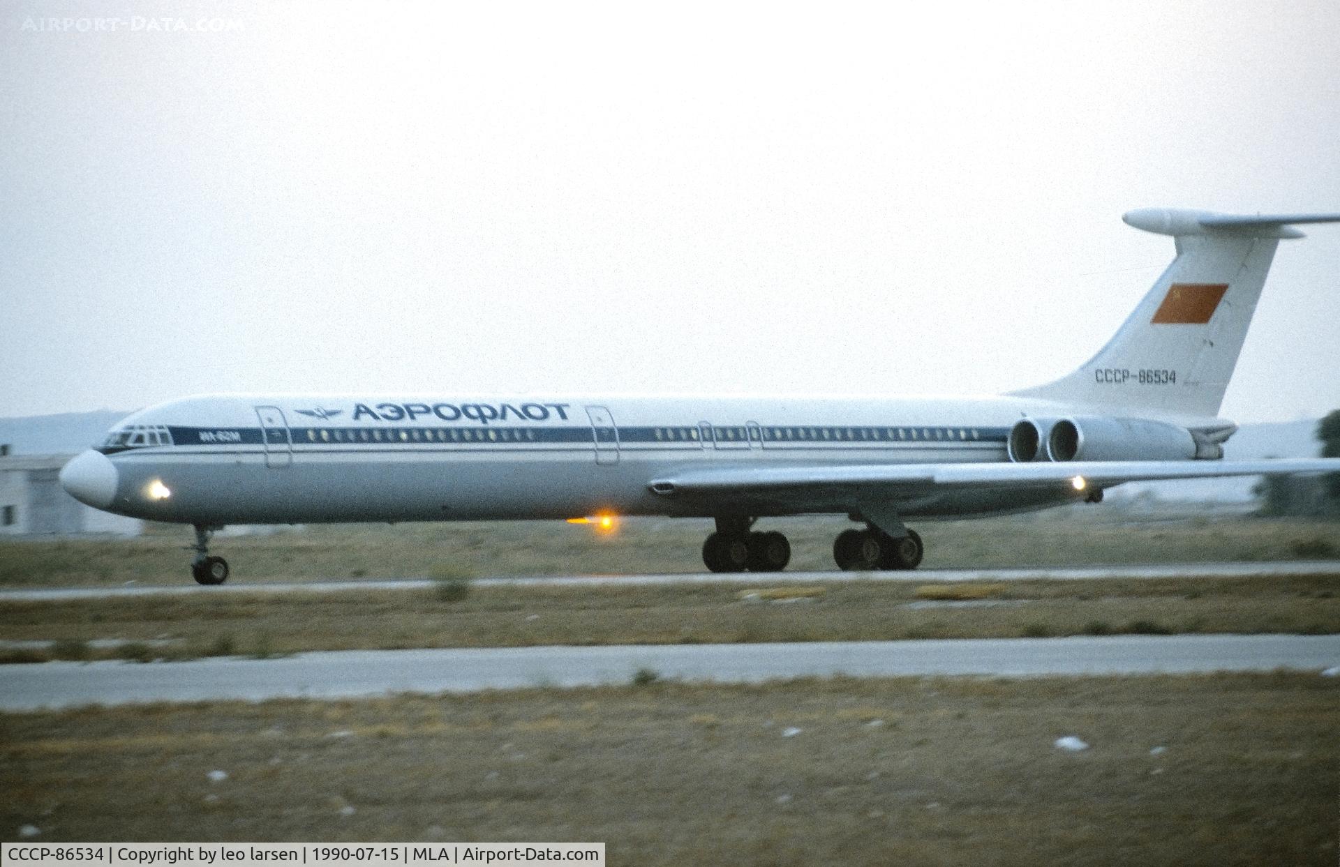 CCCP-86534, 1983 Ilyushin !L-62M C/N 13 43 3 3 2, Malta 15.7.1990