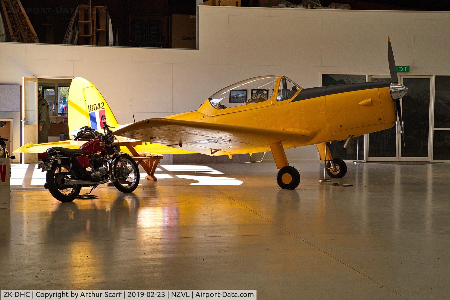 ZK-DHC, De Havilland Canada DHC-1A-2 Chipmunk C/N 42, ZK-DHC Croydon Aviation Heritage Centre, Mandeville NZ.
February 2019 ex VT-CVU imported to NZ in 1995