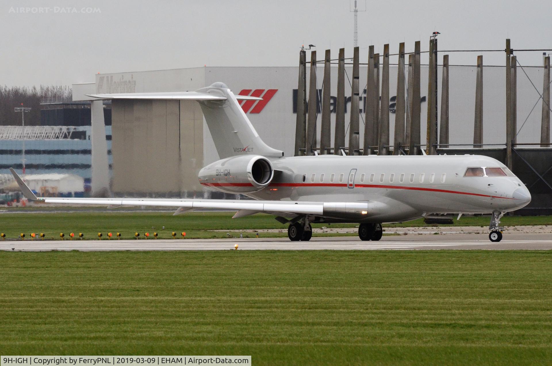 9H-IGH, 2013 Bombardier BD-700-1A10 Global 6000 C/N 9570, Glex departing AMS