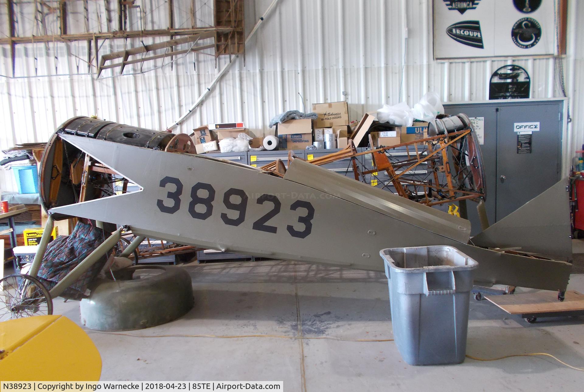 N38923, 1970 Thomas-Morse S-4C Scout C/N 1, Thomas-Morse S-4C Scout replica being restored at the Pioneer Flight Museum, Kingsbury TX