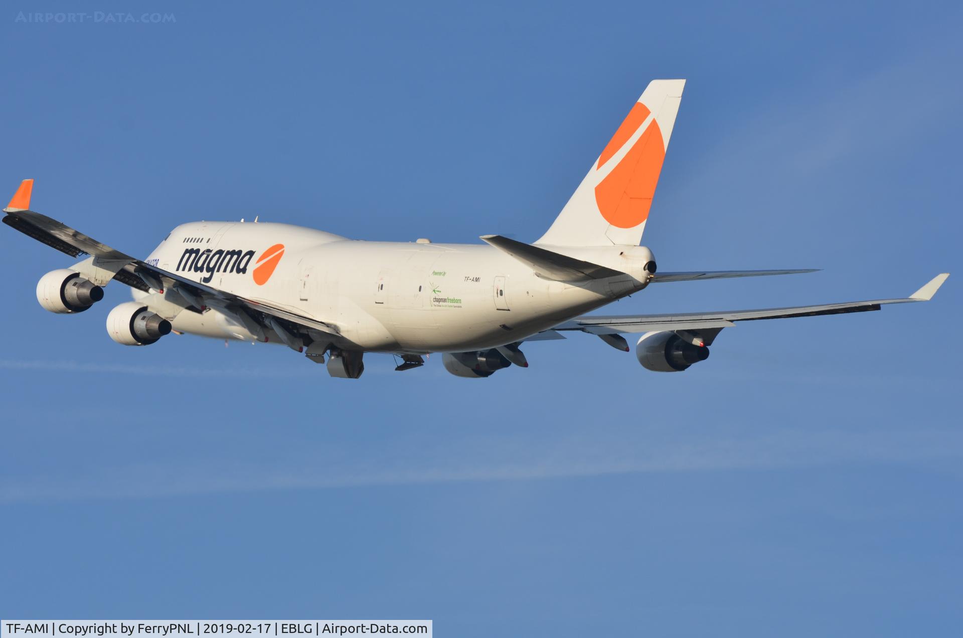 TF-AMI, 1992 Boeing 747-412 C/N 27066, Magma B744 departing from LGG