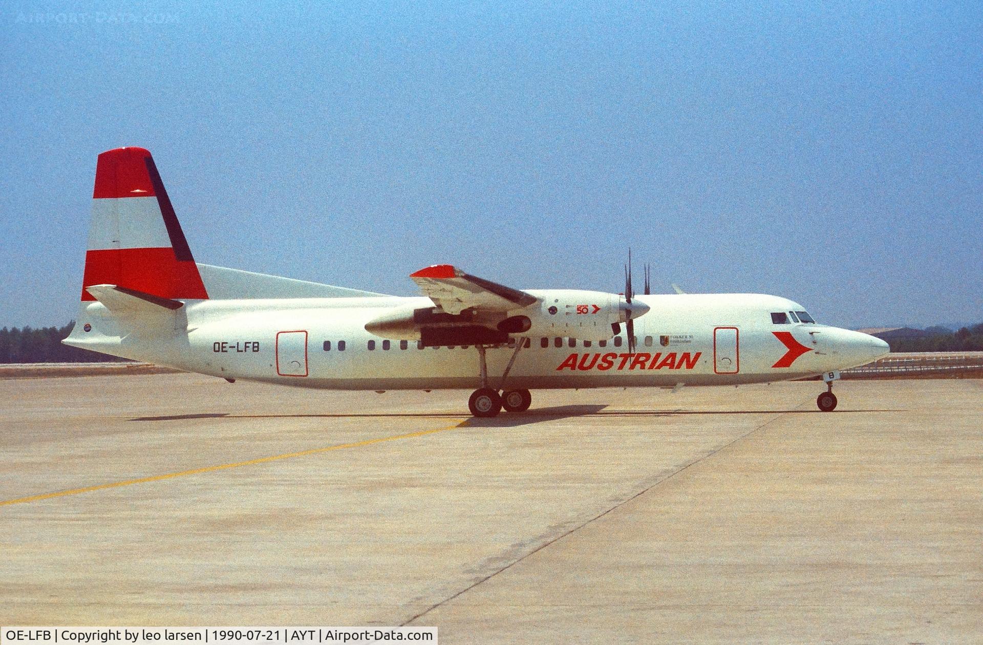 OE-LFB, 1988 Fokker 50 C/N 20123, Antalya 21.7.1990