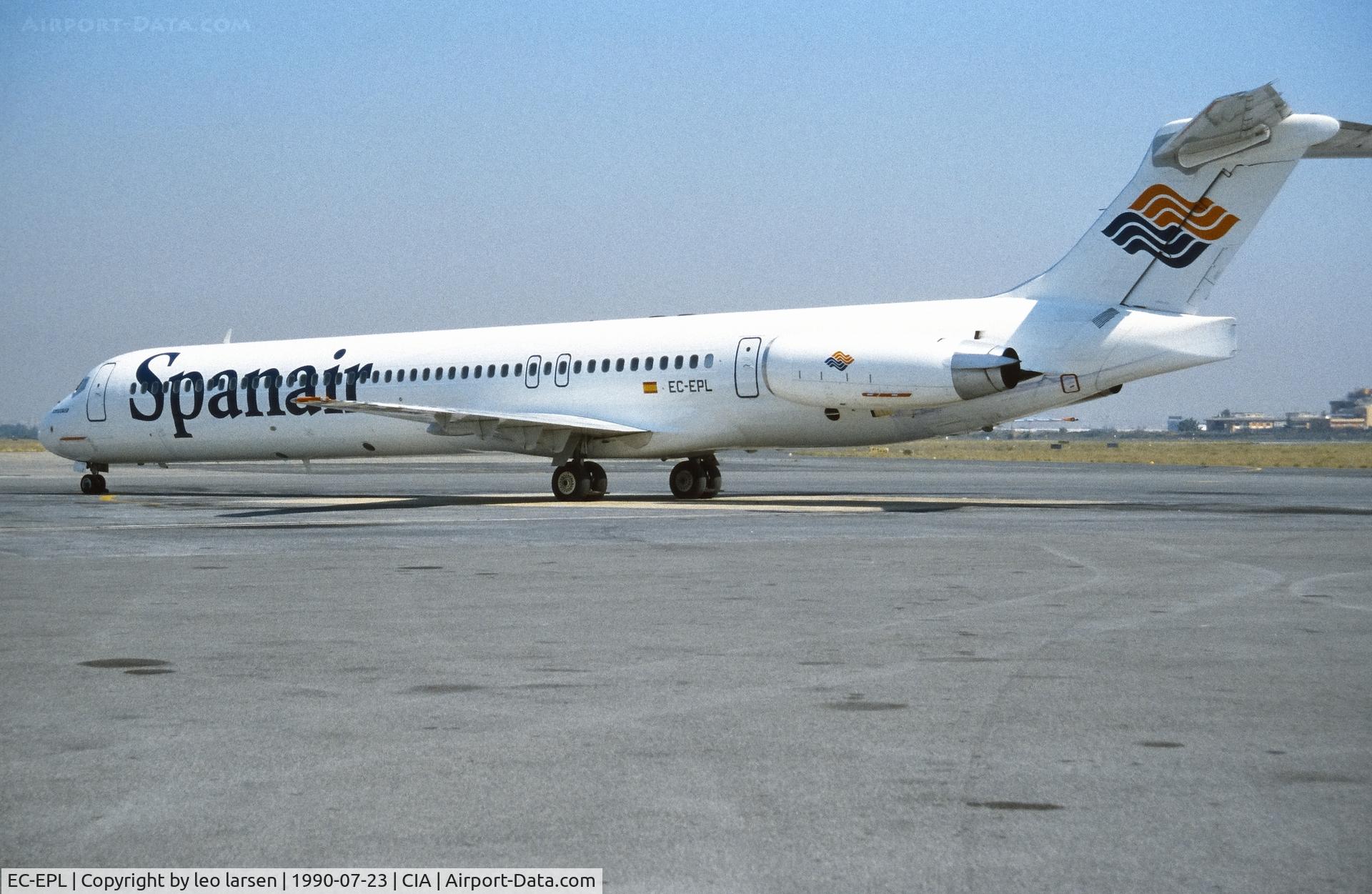 EC-EPL, 1989 McDonnell Douglas MD-83 (DC-9-83) C/N 49630, Rome Ciampino 23.7.1990