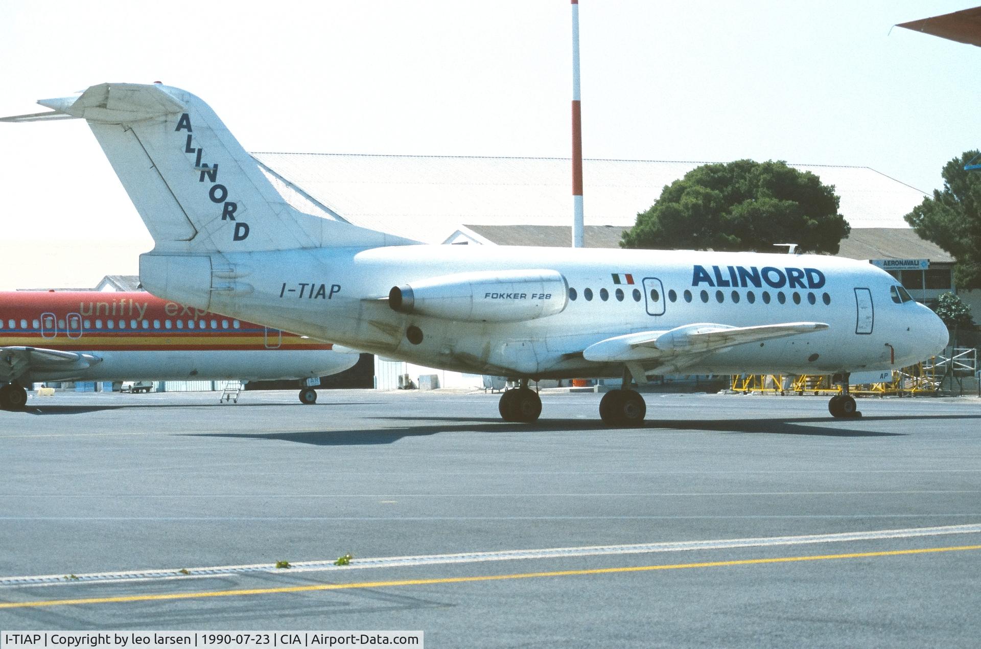 I-TIAP, 1969 Fokker F-28-1000 Fellowship C/N 11009, Rome Ciampino 23.7.1990