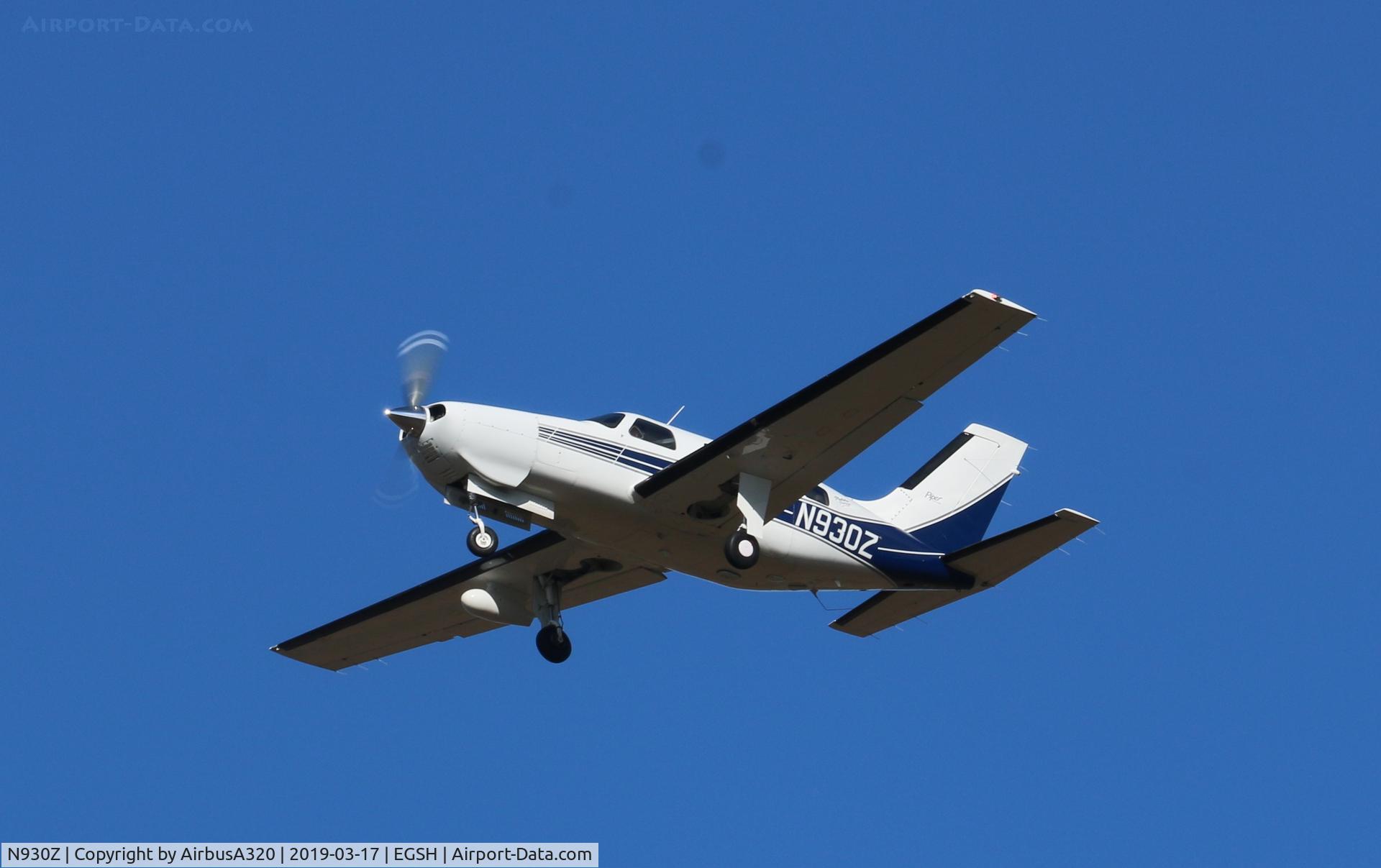 N930Z, 1995 Piper PA-46-350P Malibu Mirage C/N 4622188, over flying Norwich