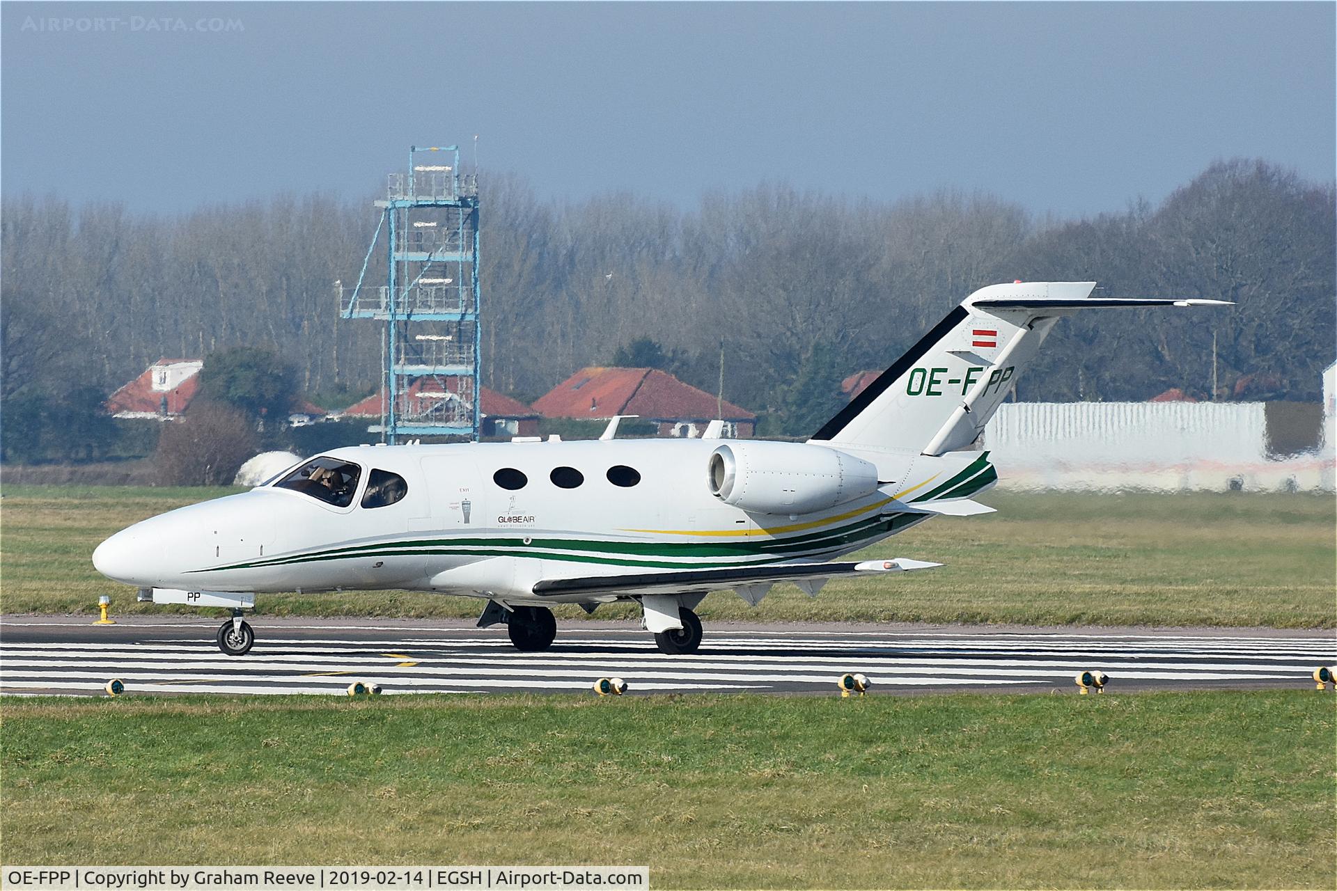 OE-FPP, 2009 Cessna 510 Citation Mustang Citation Mustang C/N 510-0186, Departing from Norwich.