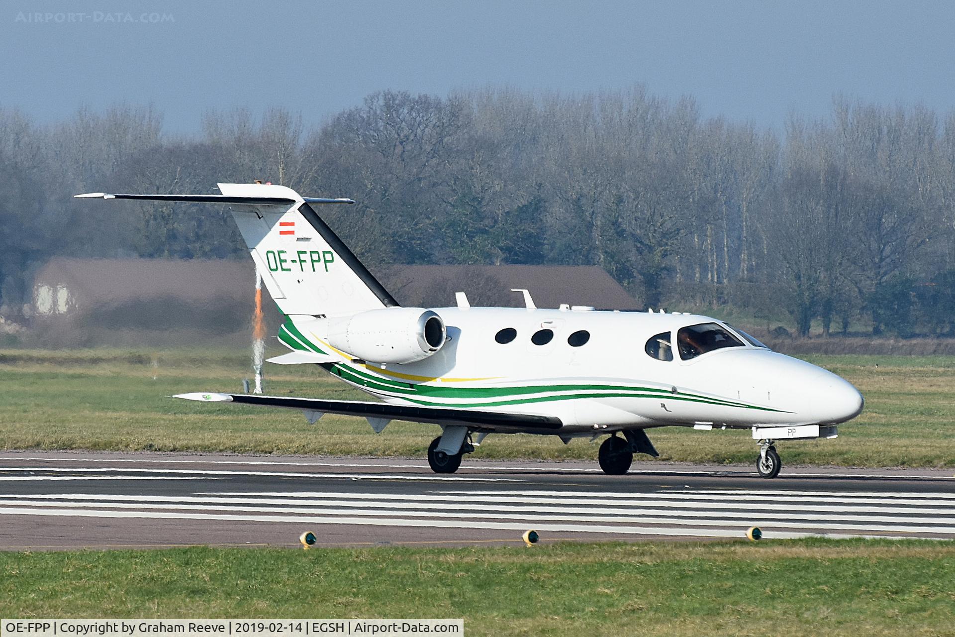 OE-FPP, 2009 Cessna 510 Citation Mustang Citation Mustang C/N 510-0186, Departing from Norwich.