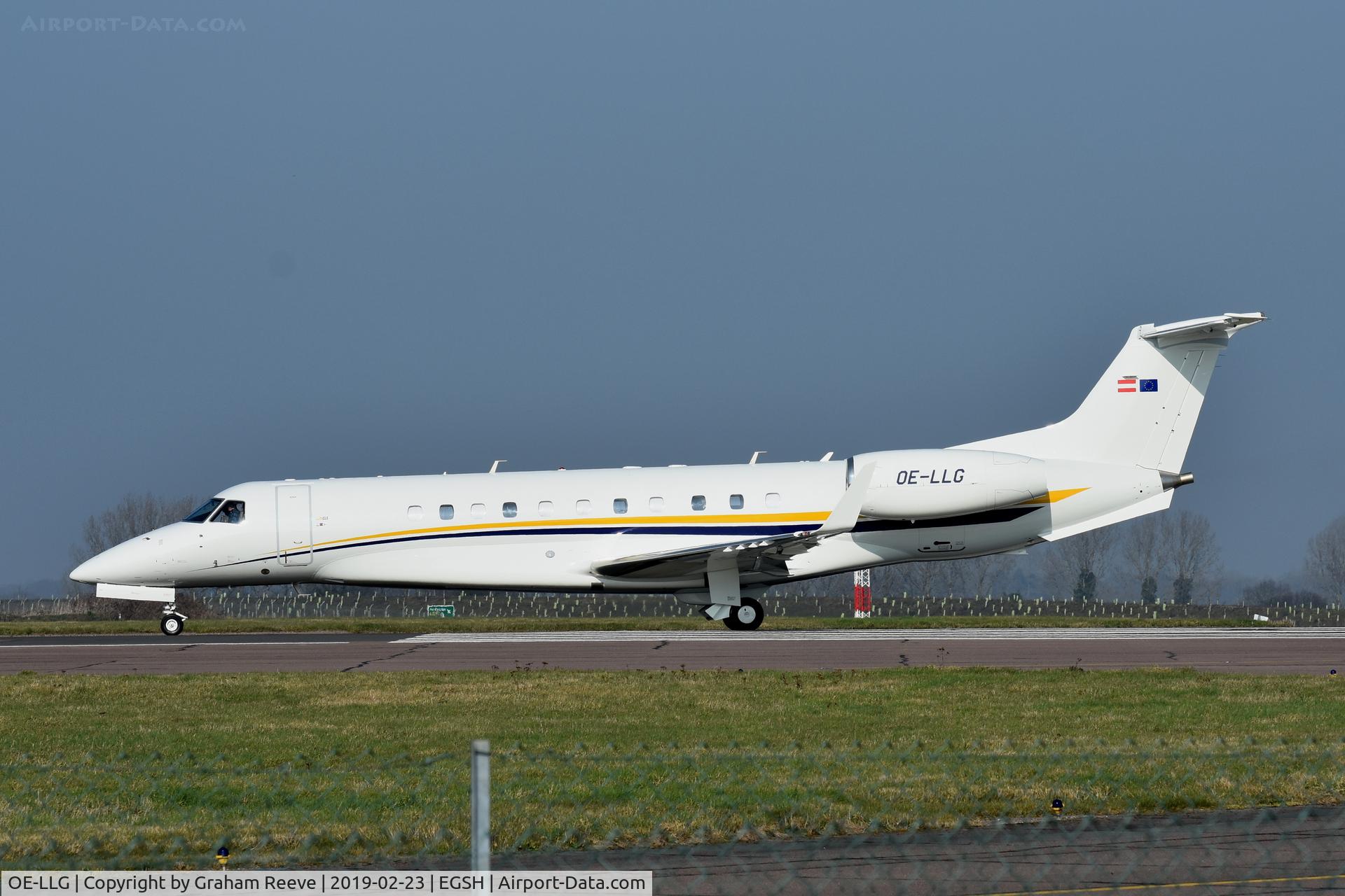 OE-LLG, 2004 Embraer EMB-135BJ Legacy 600 C/N 14500841, Departing from Norwich.