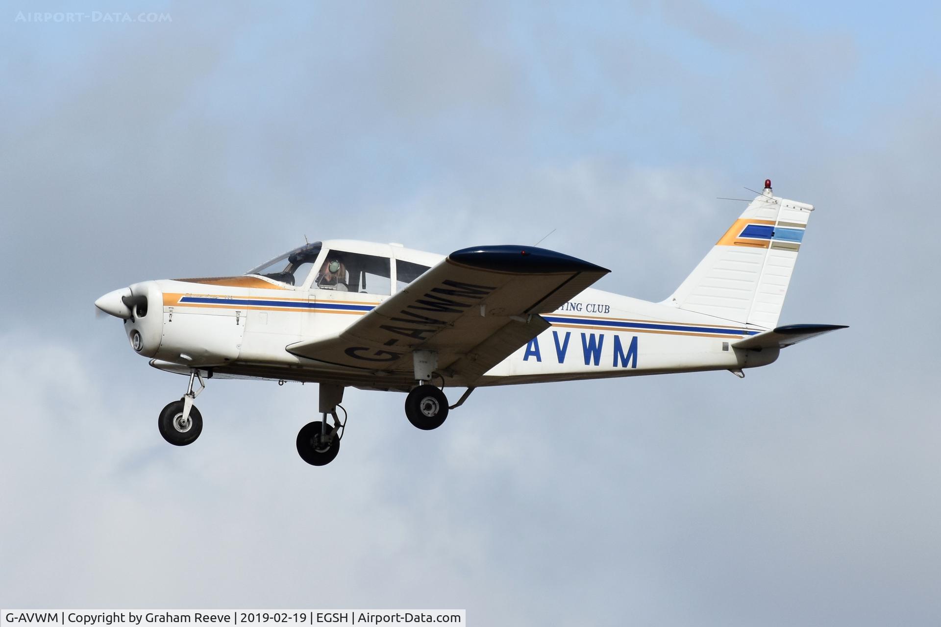 G-AVWM, 1967 Piper PA-28-140 Cherokee C/N 28-24005, Landing at Norwich.