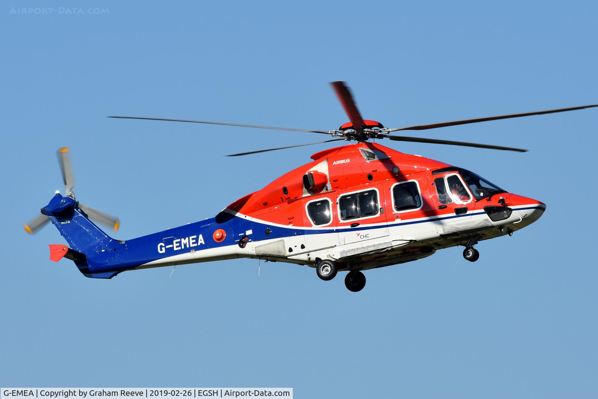 G-EMEA, 2016 Airbus Helicopters EC-175B C/N 5024, Landing at Norwich.