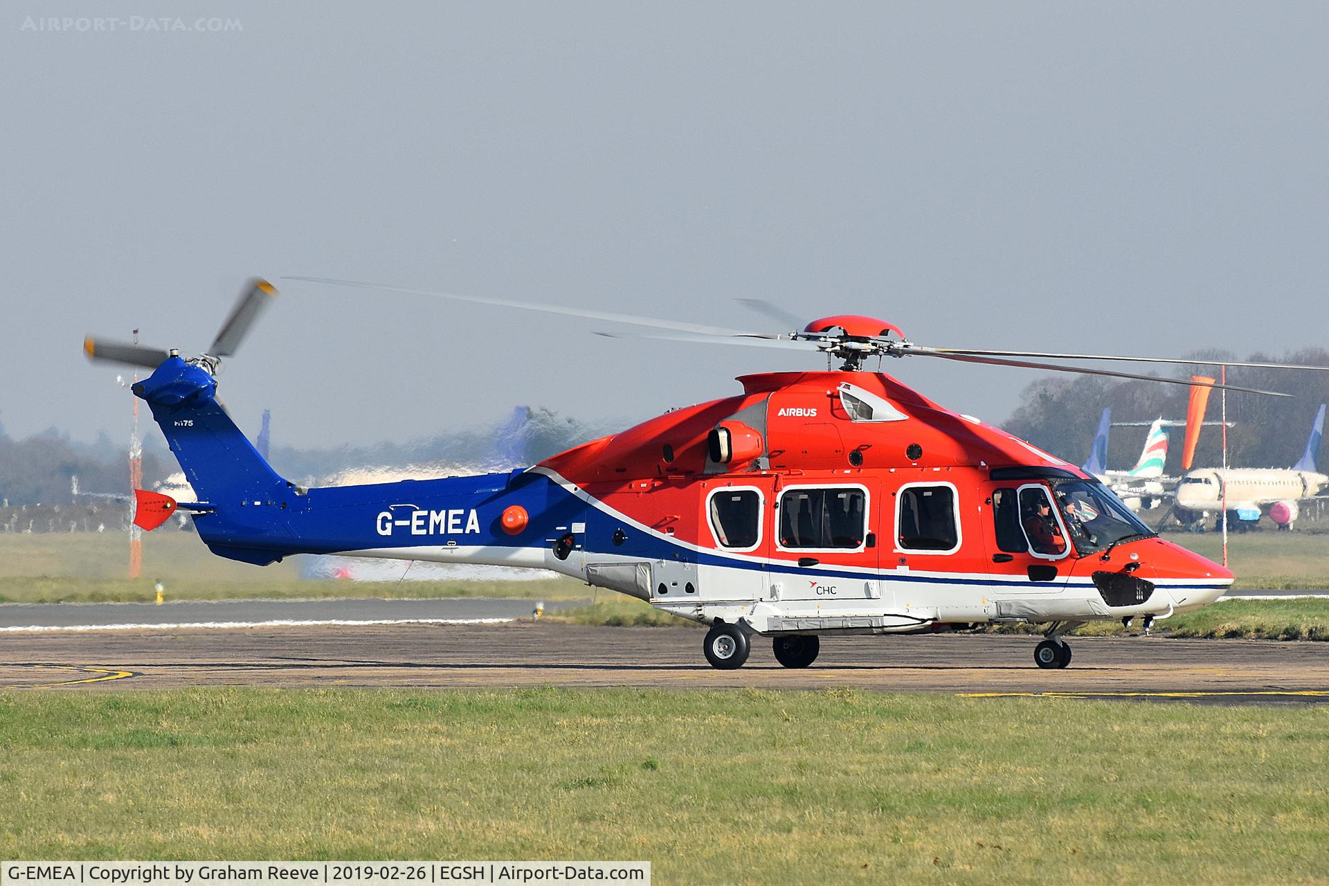 G-EMEA, 2016 Airbus Helicopters EC-175B C/N 5024, Just landed at Norwich.