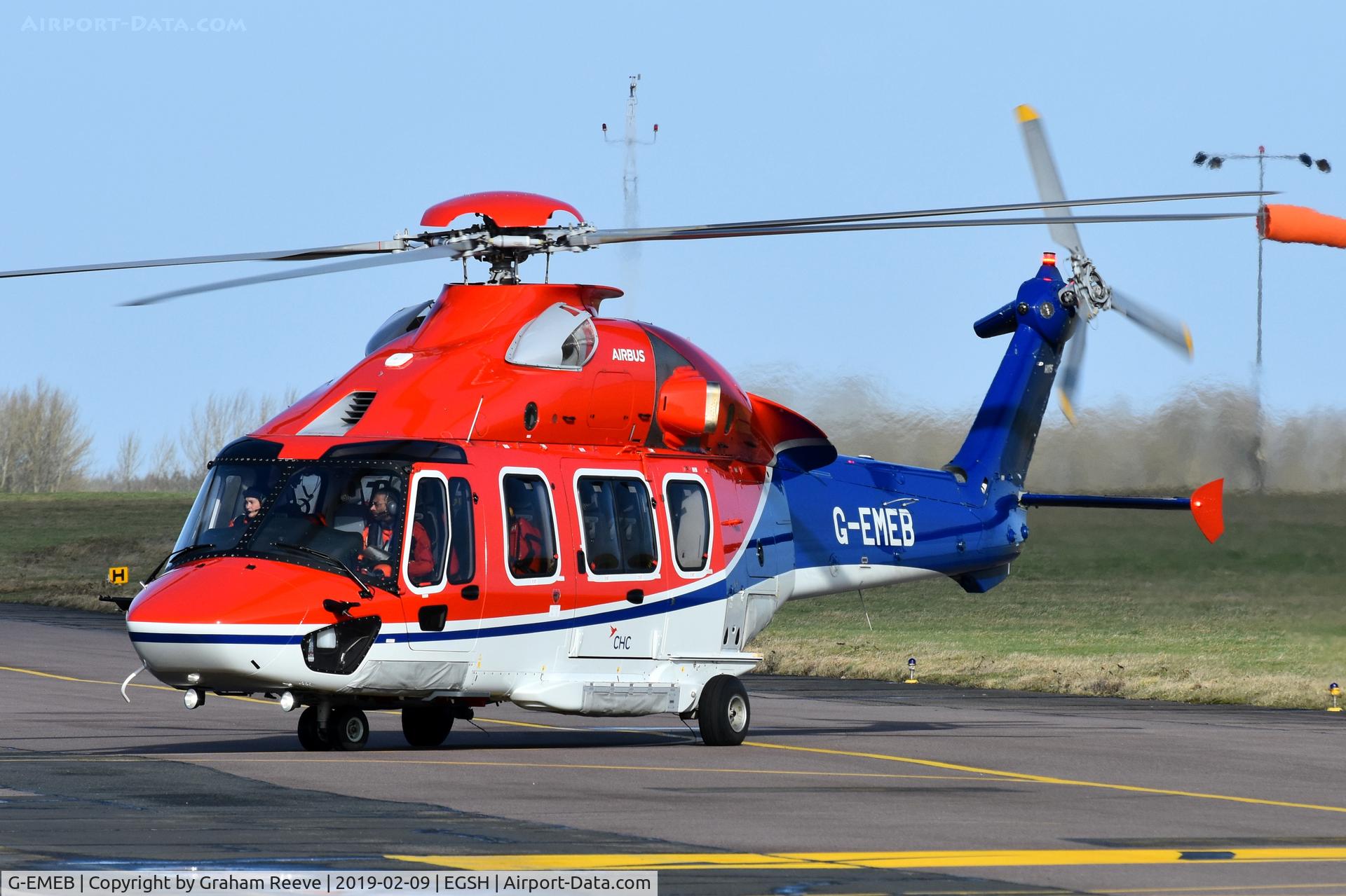 G-EMEB, 2017 Airbus Helicopters EC-175B C/N 5030, Just landed at Norwich.
