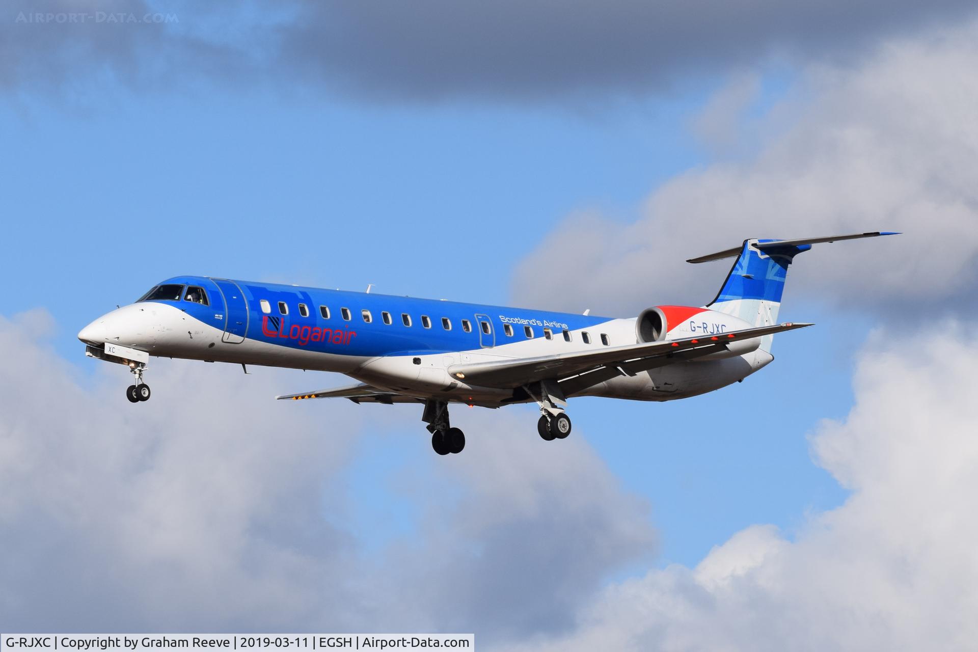 G-RJXC, 1999 Embraer EMB-145EP (ERJ-145EP) C/N 145153, Now with Loganair colours.