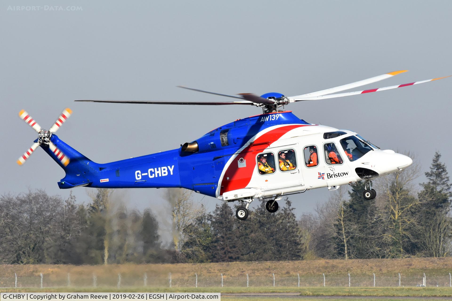 G-CHBY, 2010 AgustaWestland AW-139 C/N 31310, Landing at Norwich.