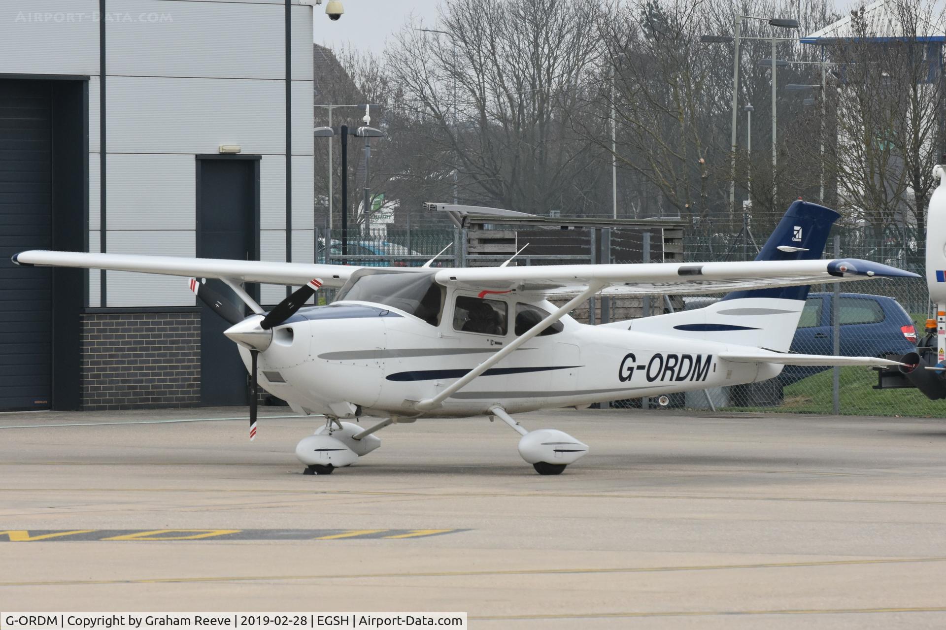 G-ORDM, 2003 Cessna 182T Skylane C/N 18281206, Parked at Norwich.