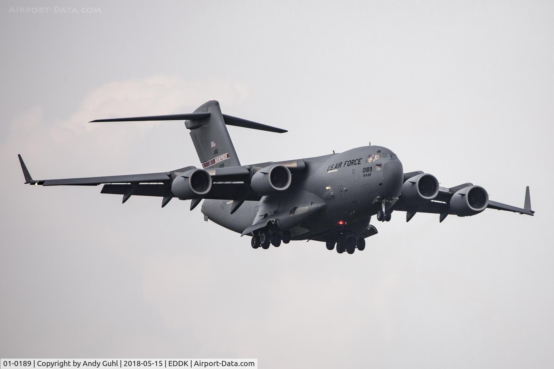 01-0189, 2002 Boeing C-17A Globemaster III C/N P-89, 01-0189 in approach to cologne airport #1