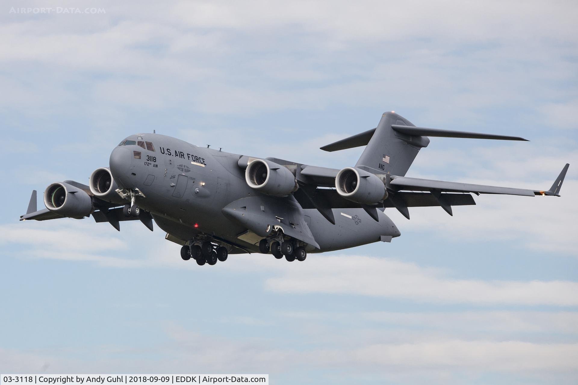 03-3118, 2003 Boeing C-17A Globemaster III C/N P-118, Inbound via Rwy 24