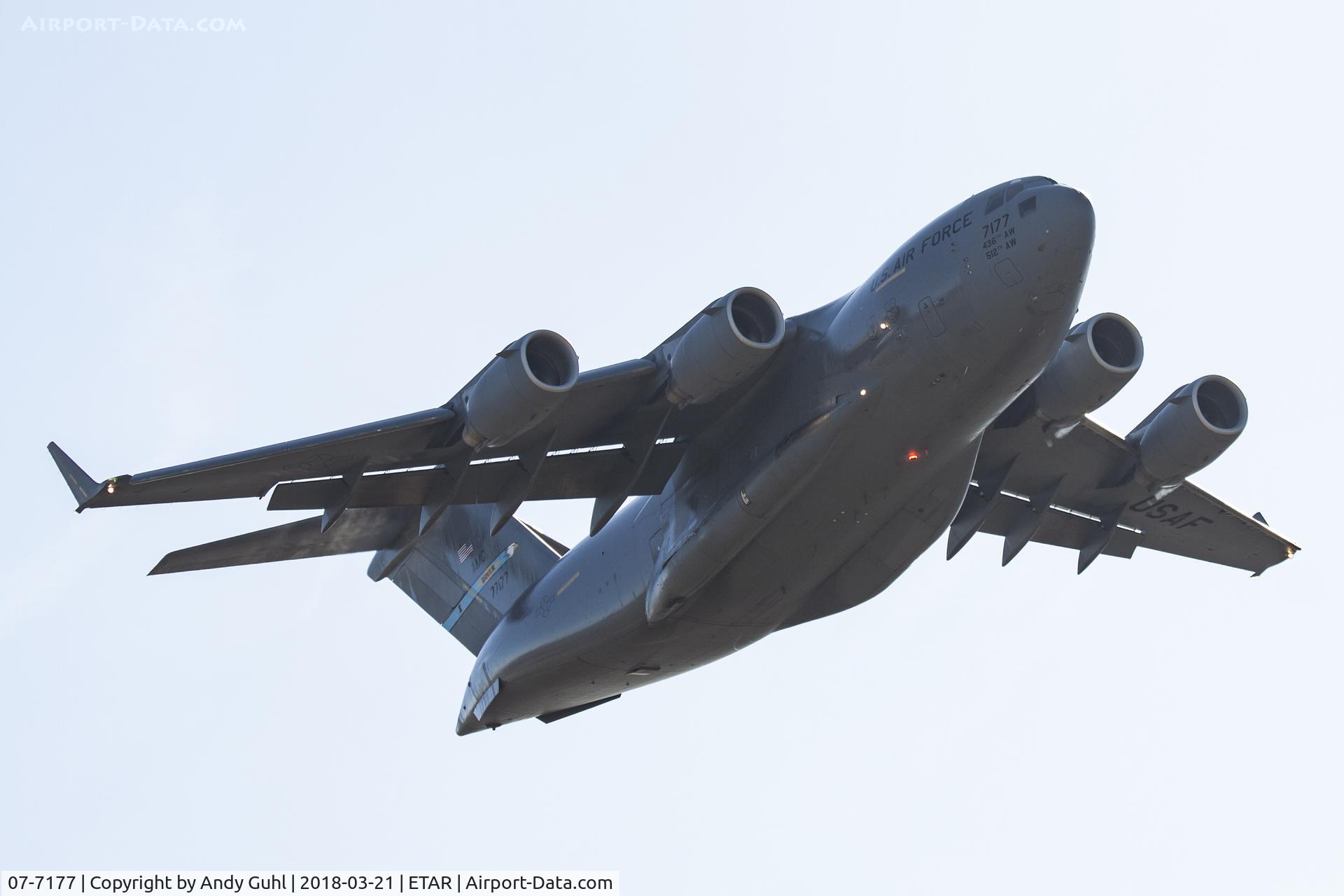 07-7177, 2007 Boeing C-17A Globemaster III C/N P-177, Dover after departure from Ramstein Air Base