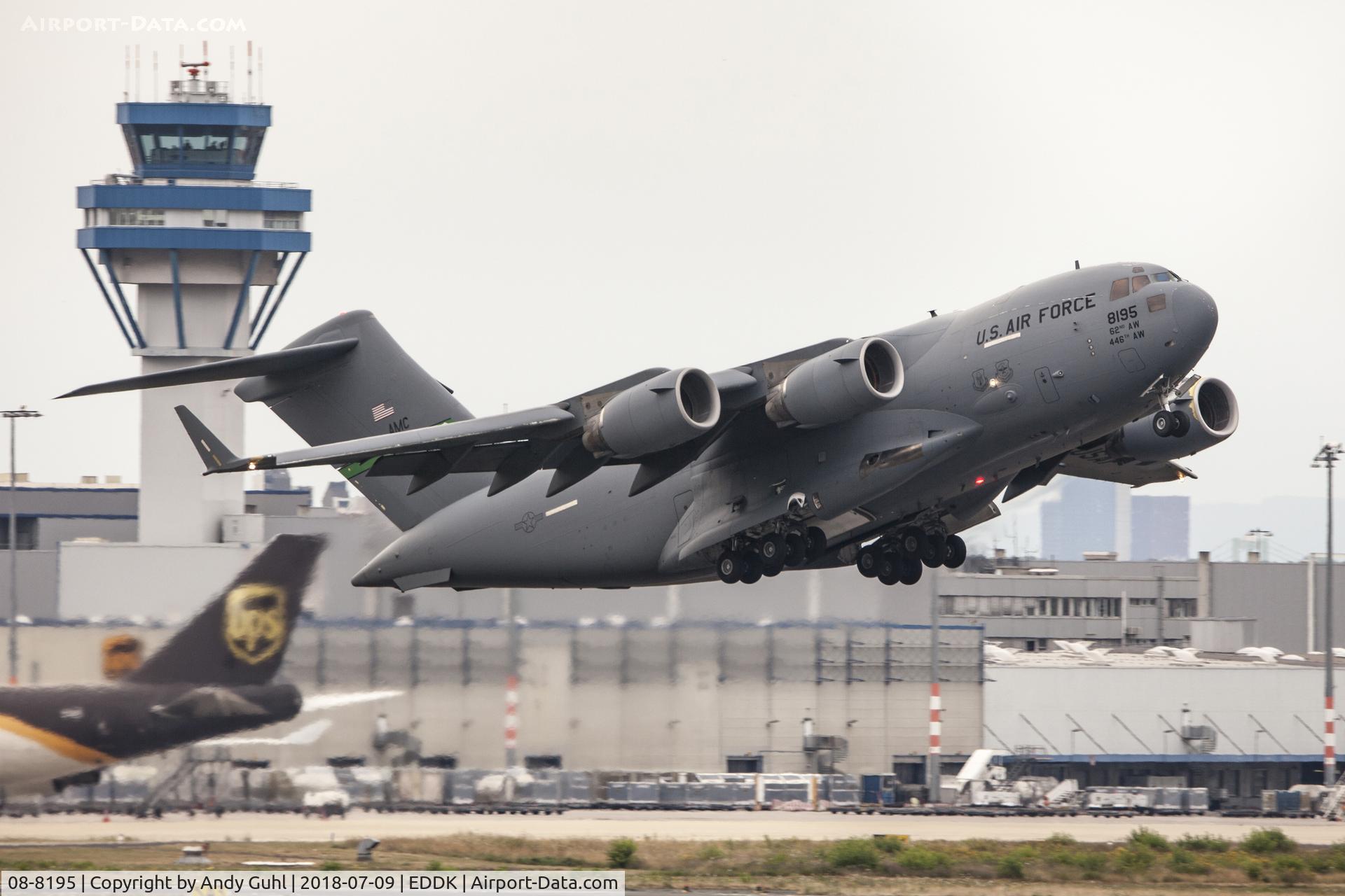 08-8195, 2008 Boeing C-17A Globemaster III C/N P-195, Departure from Cologne