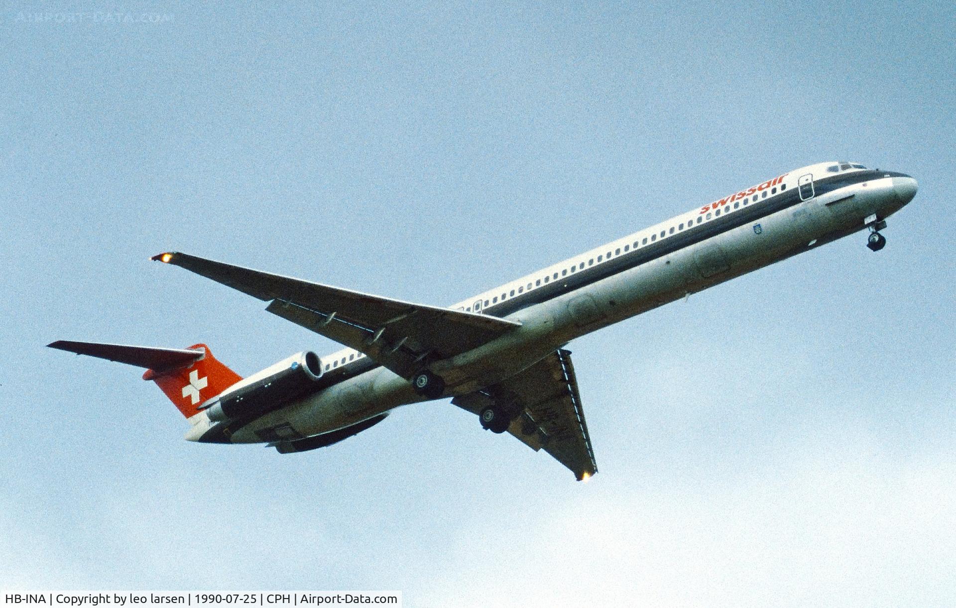 HB-INA, 1981 McDonnell Douglas MD-81 (DC-9-81) C/N 49100, Copenhagen 25.7.1990