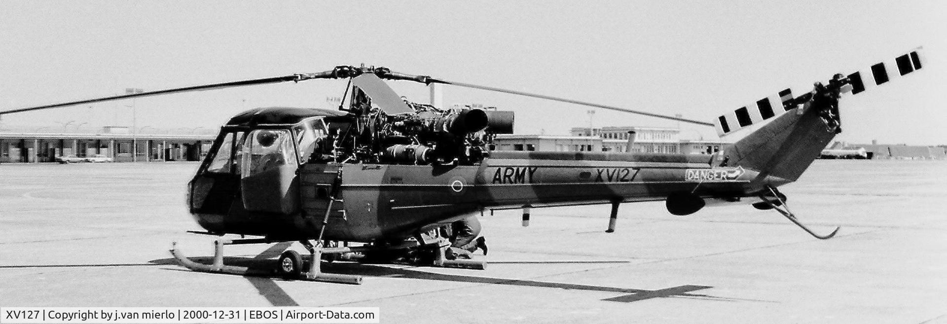 XV127, Westland Scout AH.1 C/N F9702, Refueling stop at Ostend, Belgium heading home coming from Germany '80s