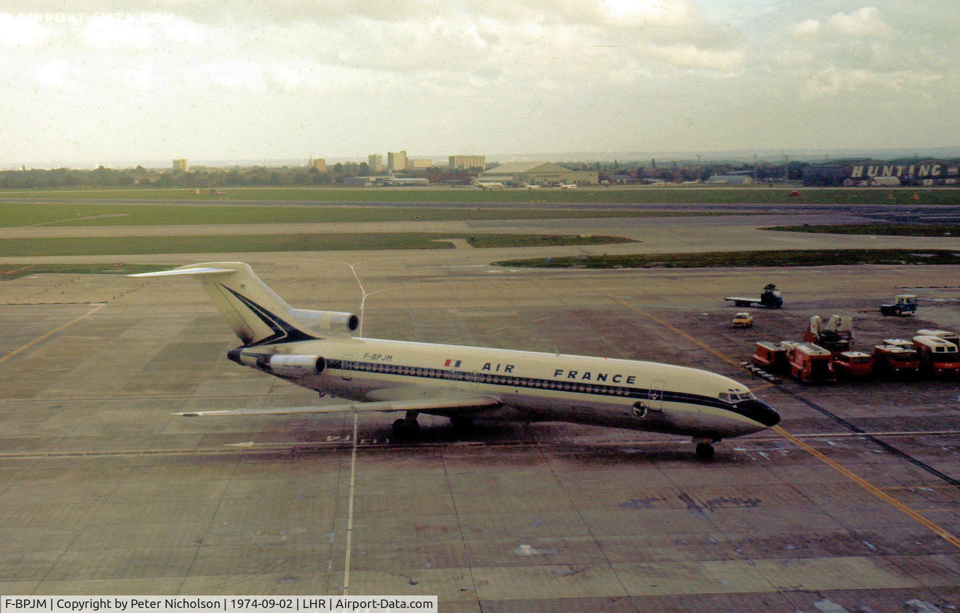 F-BPJM, 1969 Boeing 727-228 C/N 20204, Boeing 727-228 of A ir France as seen at Heathrow in the Summer of 1974.