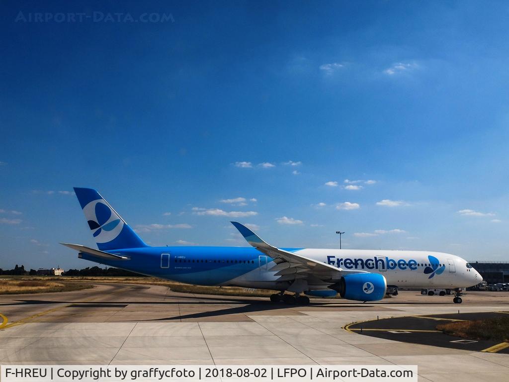 F-HRUE, 2014 Airbus A350-941 C/N 005, LFPO inside Aigle Azur