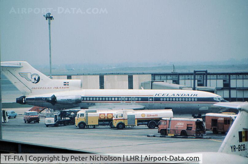 TF-FIA, 1968 Boeing 727-185C C/N 19826, Boeing 727-185C of Icelandair seen at the terminal at Heathrow in May 1973