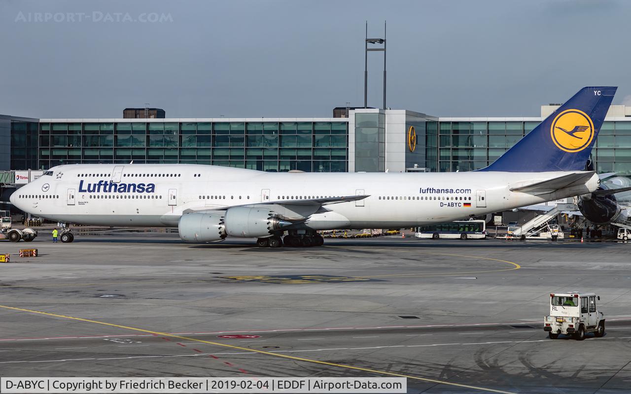 D-ABYC, 2012 Boeing 747-830 C/N 37828, pushback prior departure