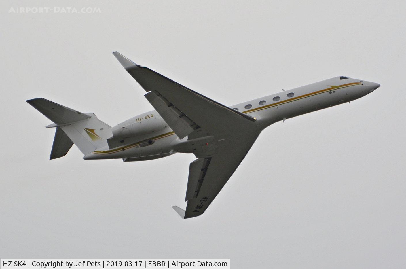 HZ-SK4, 2002 Gulfstream Aerospace G-V C/N 668, Departing Brussels.