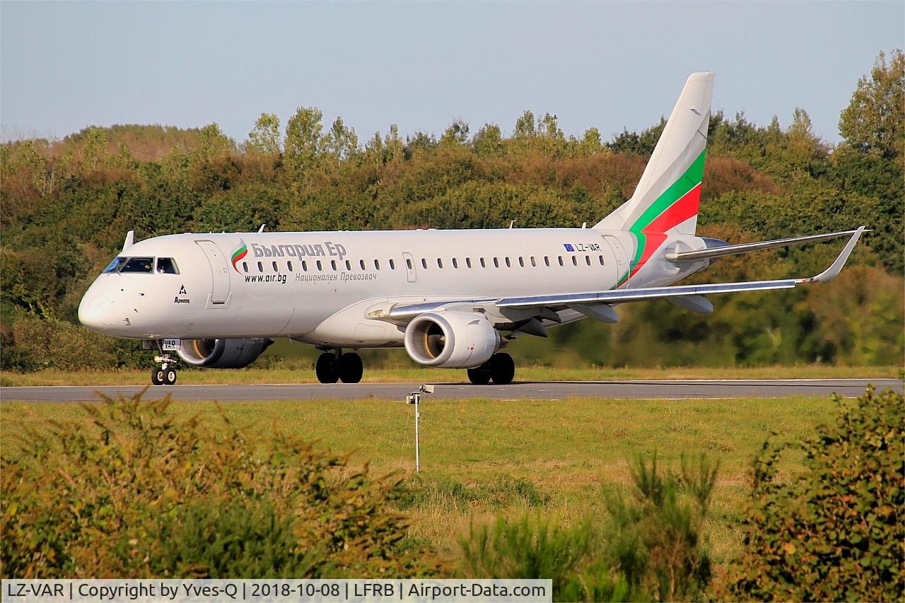 LZ-VAR, 2012 Embraer 190AR (ERJ-190-100IGW) C/N 19000496, Embraer 190AR, Ready to take off rwy 25L, Brest-Guipavas Airport (LFRB-BES)